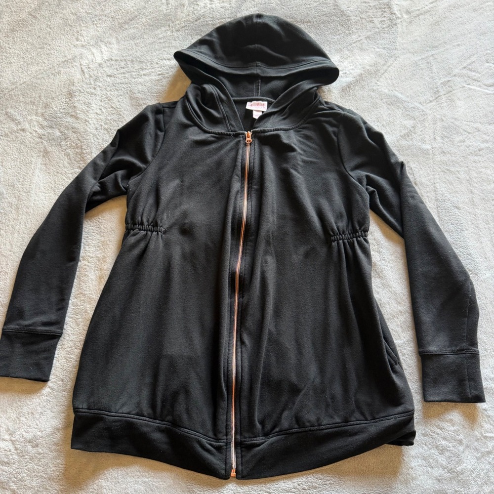 Isabel Maternity by Ingrid & Isabel Black Full Zip Hoodie Jacket Small - I253